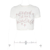 Glittering Diamonds Short-Sleeved Cotton T-Shirt