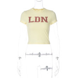 Beaded Detail Embroidered Cotton Cropped T-shirt