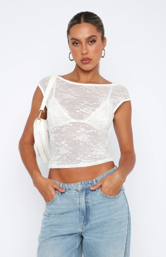 Seductive Sheer Mesh Backless T-Shirt for Women