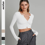 Square Neckline And Ribbed Knit Fabric Short Sassy Women's Top