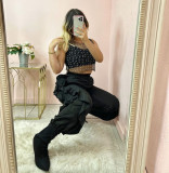 Beaded Rhinestone Crop Top