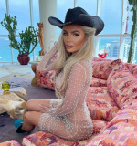 Dazzling Rhinestones and Pearls Sheer Mesh Dress