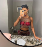 Sexy Sparkling Rhinestone Sheer Beach Set