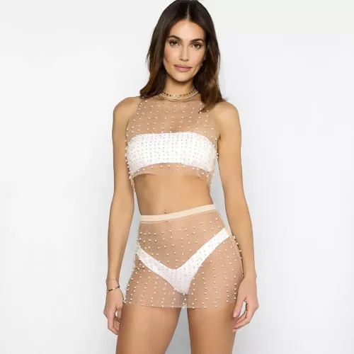 Sexy Sparkling Rhinestone Sheer Beach Set