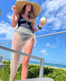 Seductive Pearl and Rhinestone Tie-Up Belt Mesh Skirt