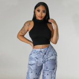 Fashion Sports Casual Short Top Solid Tank Top