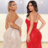Sultry Shoulder Sleeveless Sequin Dress