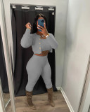 Solid Color Knitted Sweater Cardigan Three Piece Set
