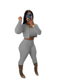 Solid Color Knitted Sweater Cardigan Three Piece Set