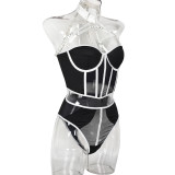 Mesh Strap Splicing Metal Neck Hanging Underwear set