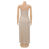 Sultry Shoulder Sleeveless Sequin Dress