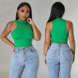 Fashion Sports Casual Short Top Solid Tank Top