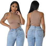 Fashion Sports Casual Short Top Solid Tank Top