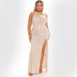 Sultry Shoulder Sleeveless Sequin Dress