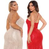 Sultry Shoulder Sleeveless Sequin Dress