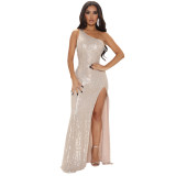 Sultry Shoulder Sleeveless Sequin Dress