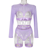 Seductive Mesh and Strap Three-Piece Set
