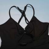 Sexy Sweet Daily Party Backless Solid Color Stringy Selvedge Spaghetti Strap Mini Dress