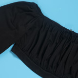 Sexy Off Shoulder Lantern Sleeves Wrapped Tops Long Skirts Two Pieces