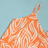 S10488 Loose Plus Size Straps Printed V-neck Maternity Long Dress