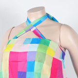 Nightclub Clothes Sexy Halter Print Irregular Two Pieces
