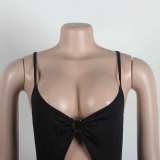 Sexy Sweet Daily Party Backless Solid Color Stringy Selvedge Spaghetti Strap Mini Dress