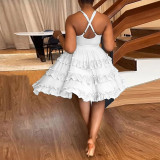 Sexy Sweet Daily Party Backless Solid Color Stringy Selvedge Spaghetti Strap Mini Dress