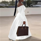 Sexy Off Shoulder Lantern Sleeves Wrapped Tops Long Skirts Two Pieces
