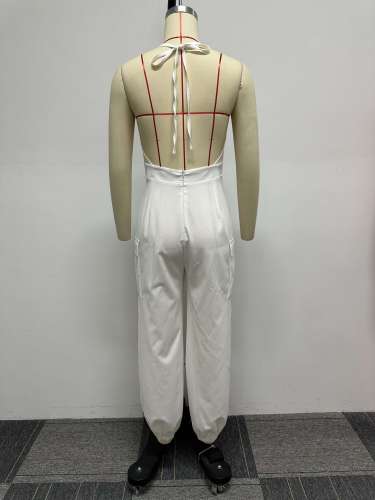 Sexy Halter Hollow Out Tight Slit Jumpsuit