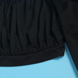 Sexy Off Shoulder Lantern Sleeves Wrapped Tops Long Skirts Two Pieces