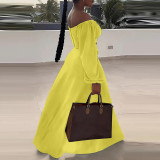 Sexy Off Shoulder Lantern Sleeves Wrapped Tops Long Skirts Two Pieces