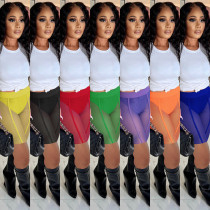 Sexy Nightclub Mesh Perspective Half Shorts with Panties