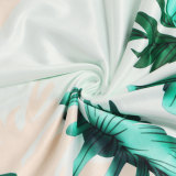 Women's Printed Navel Bodycon Suit Casual Boho Party Two Piece Set Summer Sexy Boat Neck Sleeveless Top and Long Skirt Beachwear