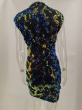 Sexy Tight-fitting Glitter Chest Cutout Mini Dress