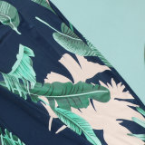 Women's Printed Navel Bodycon Suit Casual Boho Party Two Piece Set Summer Sexy Boat Neck Sleeveless Top and Long Skirt Beachwear