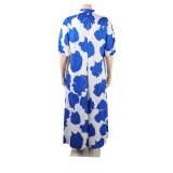 Plus Size Shirt Neck Loose Print Maxi Dress