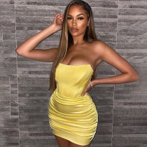 Satin Strapless Corset Mini Dress
