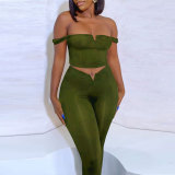 Casual Daily Vacation Plain Solid Color Square Collar Sleeveless Crop Tops Tracksuit Two Pieces