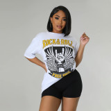 Ladies Printed Casual Loose Short Sleeve T-Shirt