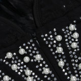 Club Hot Drilling See Through Feather Strapless Mini Dress