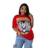 Ladies Printed Casual Loose Short Sleeve T-Shirt
