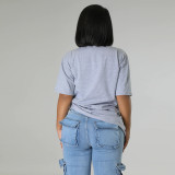 Ladies Printed Casual Loose Short Sleeve T-Shirt