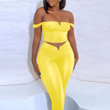Casual Daily Vacation Plain Solid Color Square Collar Sleeveless Crop Tops Tracksuit Two Pieces