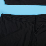 Casual Daily Vacation Plain Solid Color Square Collar Sleeveless Crop Tops Tracksuit Two Pieces