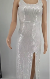 Glitter Camisole Slit Sexy Party Evening Dress Gown