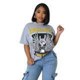 Ladies Printed Casual Loose Short Sleeve T-Shirt