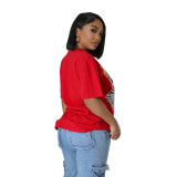 Ladies Printed Casual Loose Short Sleeve T-Shirt