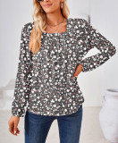 Floral Long-Sleeve Square Neck Top - Women