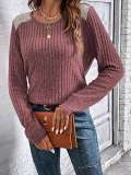 T-shirt Autumn Round Neck Pit Brushed Lace Long Sleeve Tops