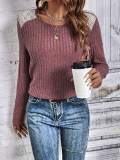 T-shirt Autumn Round Neck Pit Brushed Lace Long Sleeve Tops